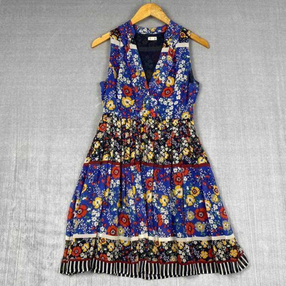 Hinge Dress Womens XS Silk Multicolor Floral‎ Romantic Boho Euro Chic It Girl